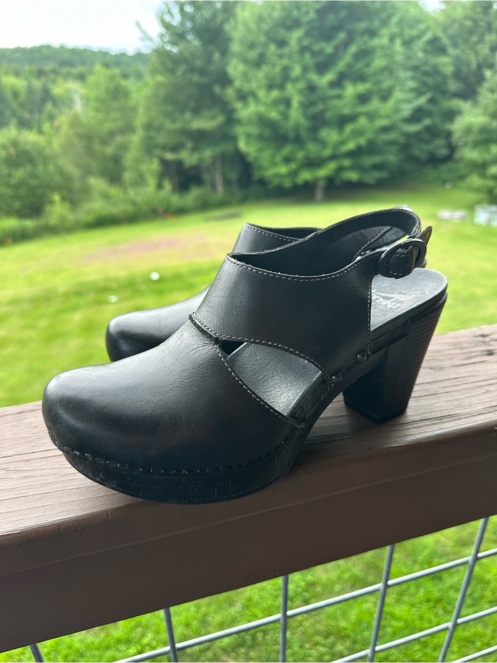 Black Dansko Heeled Clog Sandals